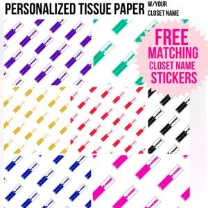 50 Tissue w/ closet name + optional 150 Custom stickers 🏷️ Custom Packaging